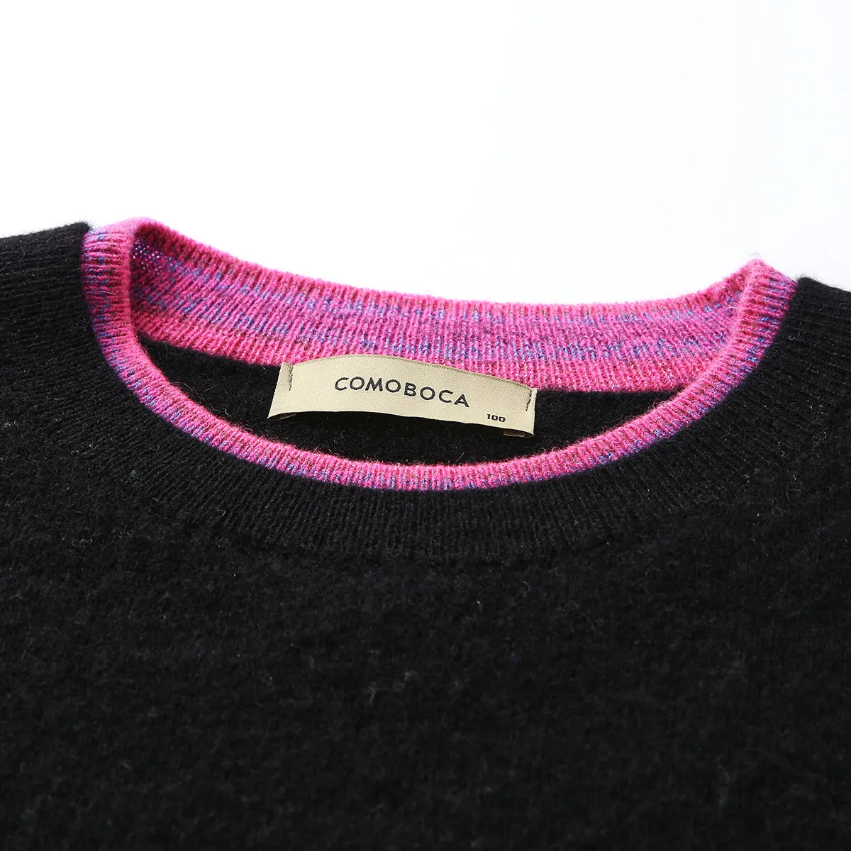 100% Cashmere Color-Accented Soft Knit Pullover Sweater