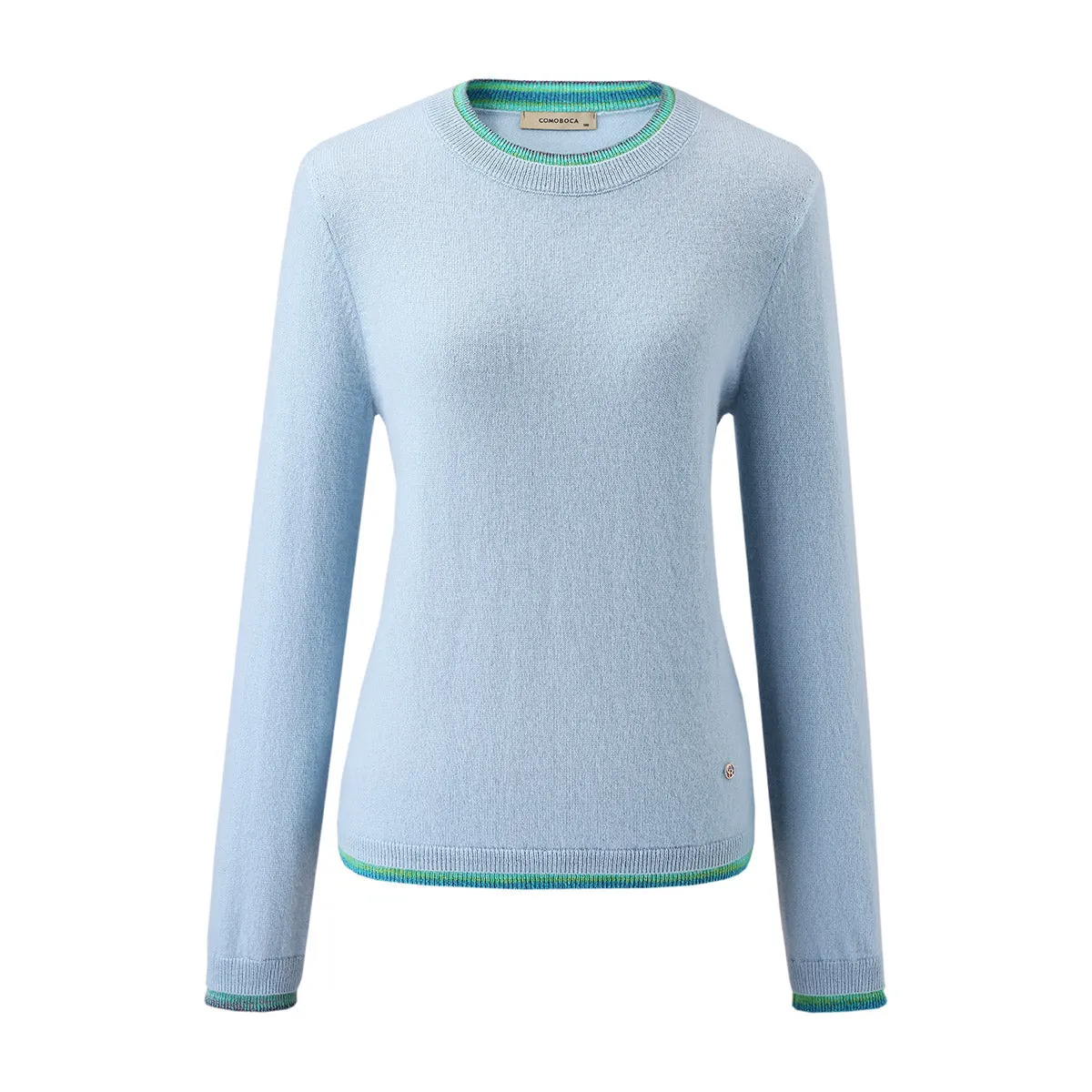 100% Cashmere Color-Accented Soft Knit Pullover Sweater