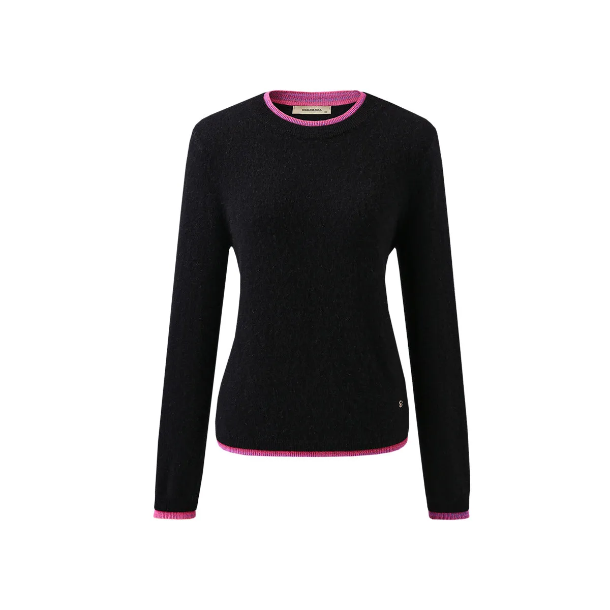 100% Cashmere Color-Accented Soft Knit Pullover Sweater