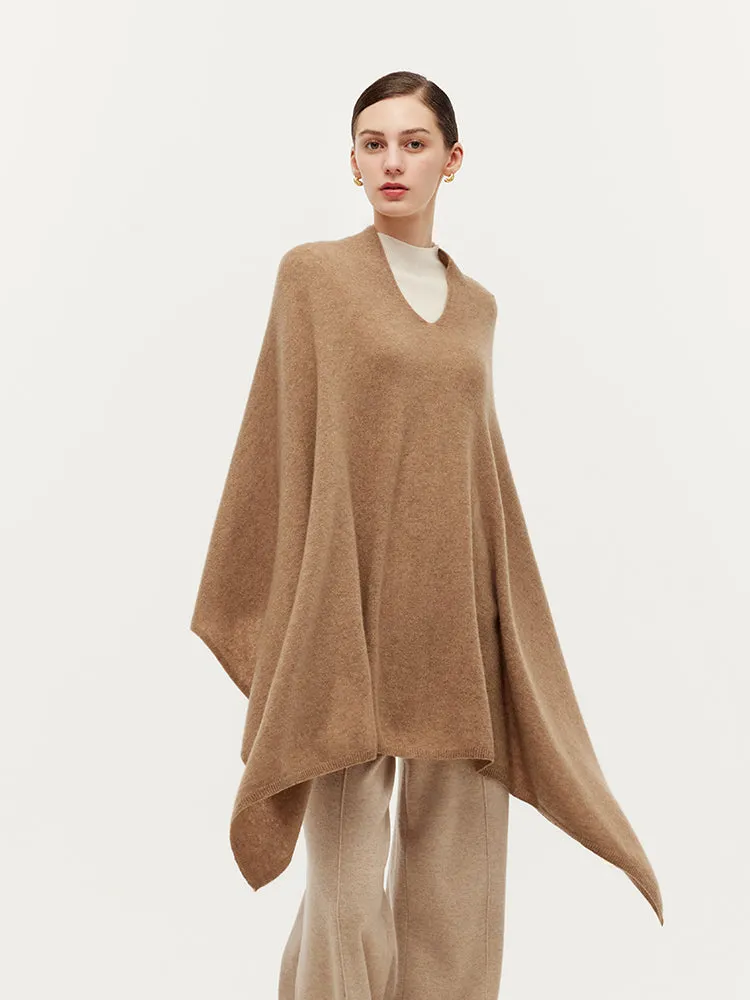 100% Cashmere Pullover Poncho Sweater