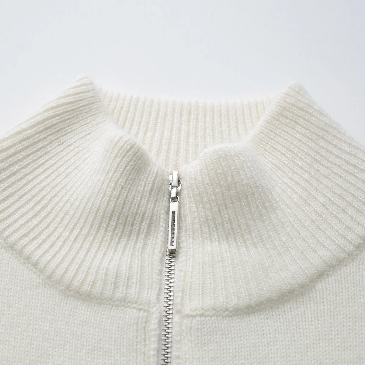 100% Cashmere Striped Half-Zip Knit Sweater