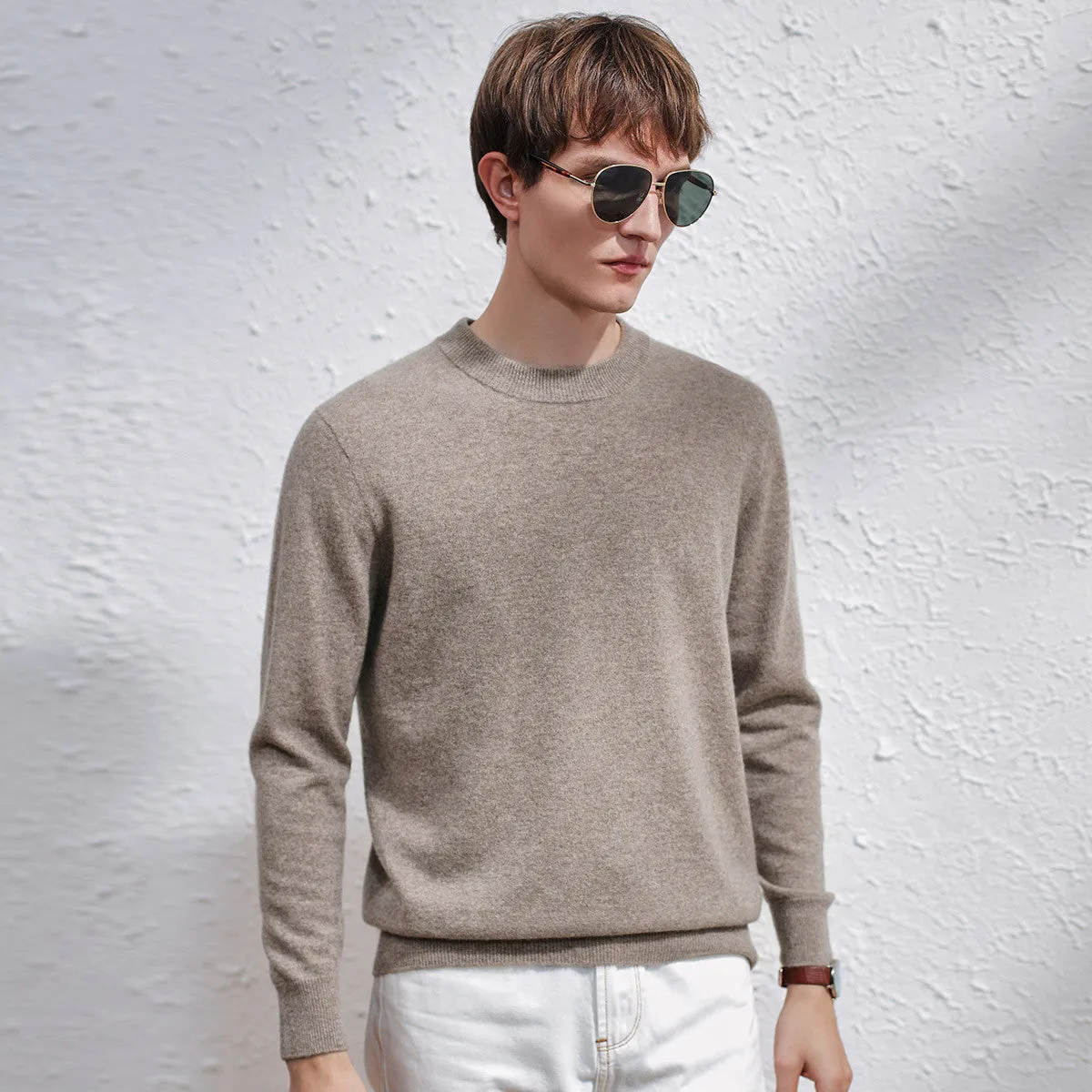 100% Cashmere Sweater with Ribbed Details