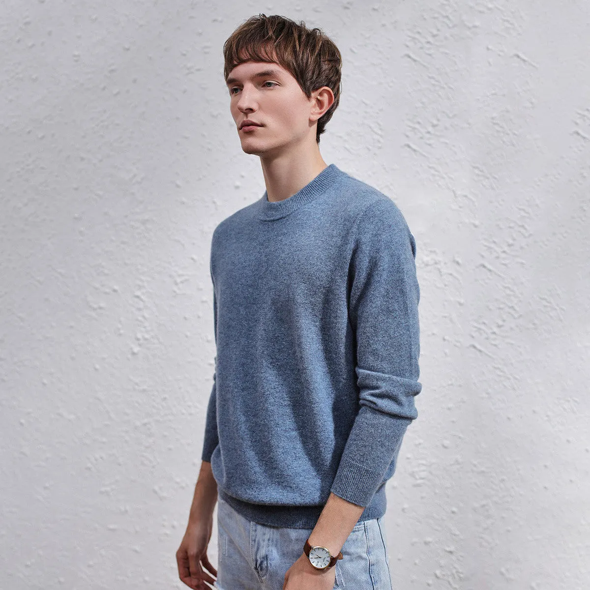 100% Cashmere Sweater with Ribbed Details