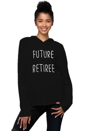 100% Embroidery Cashmere Hoodie Sweater Black with Future Retiree