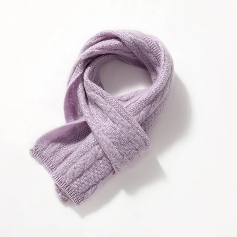 100% Pure Cashmere Thickened Winter Warm Soft Luxurious Solid Colors Knit Warm Scarves