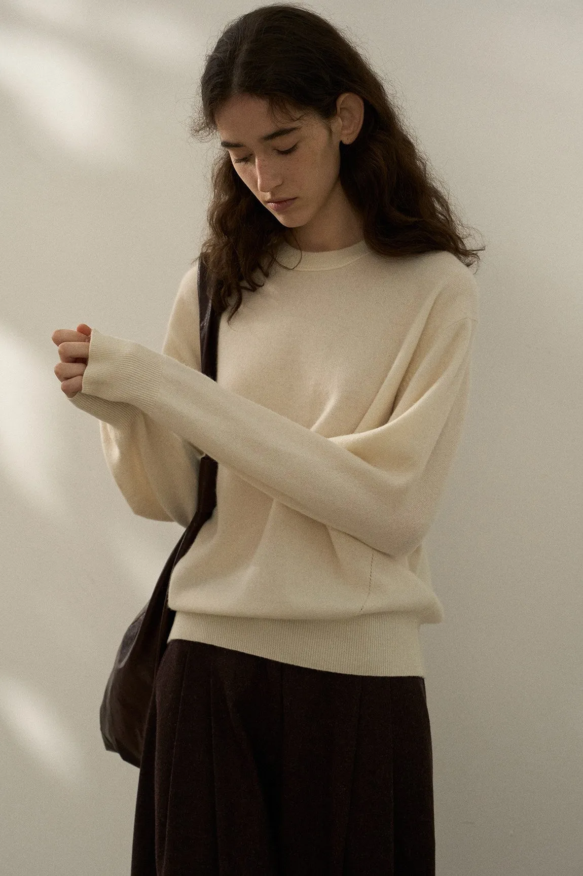 100% sheep wool rubbed finish sweater | 8 color