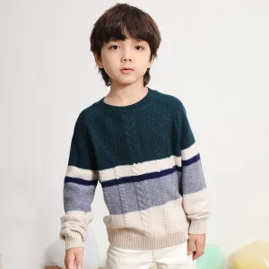 100% Wool Kids Round Neck Striped Sweater