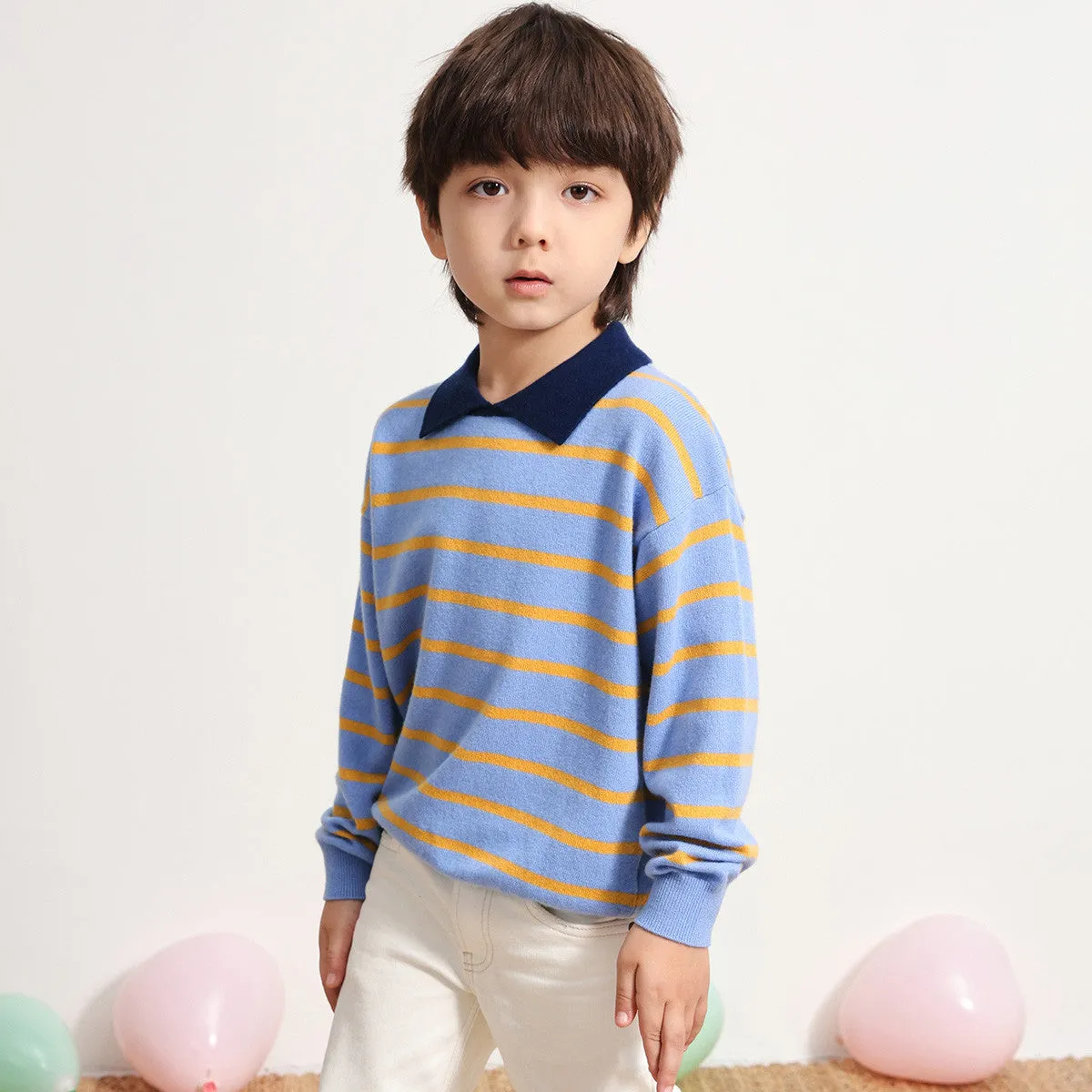 100% Wool Kids Striped Collar Sweater