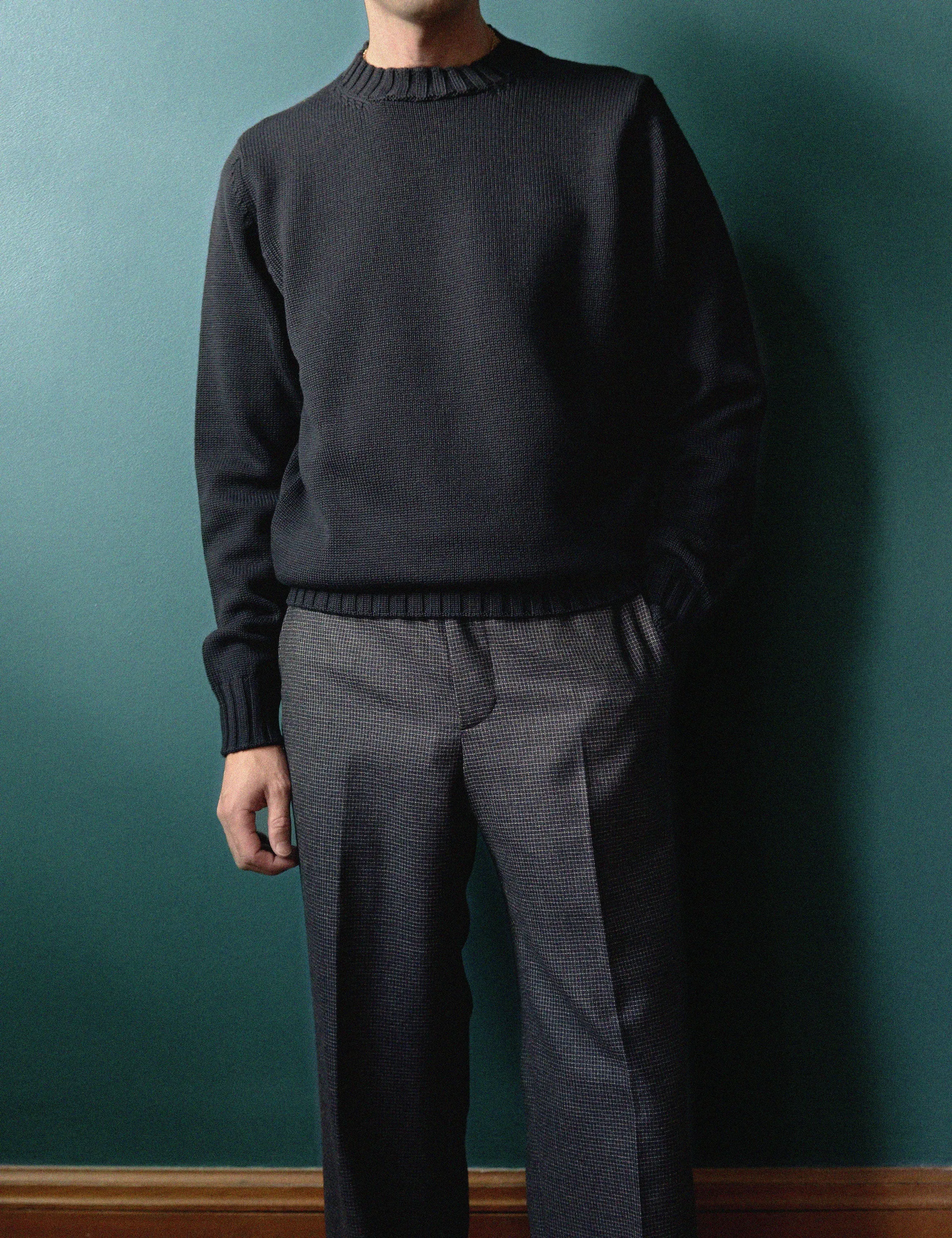 5 Gauge Merino Wool Crewneck - Navy