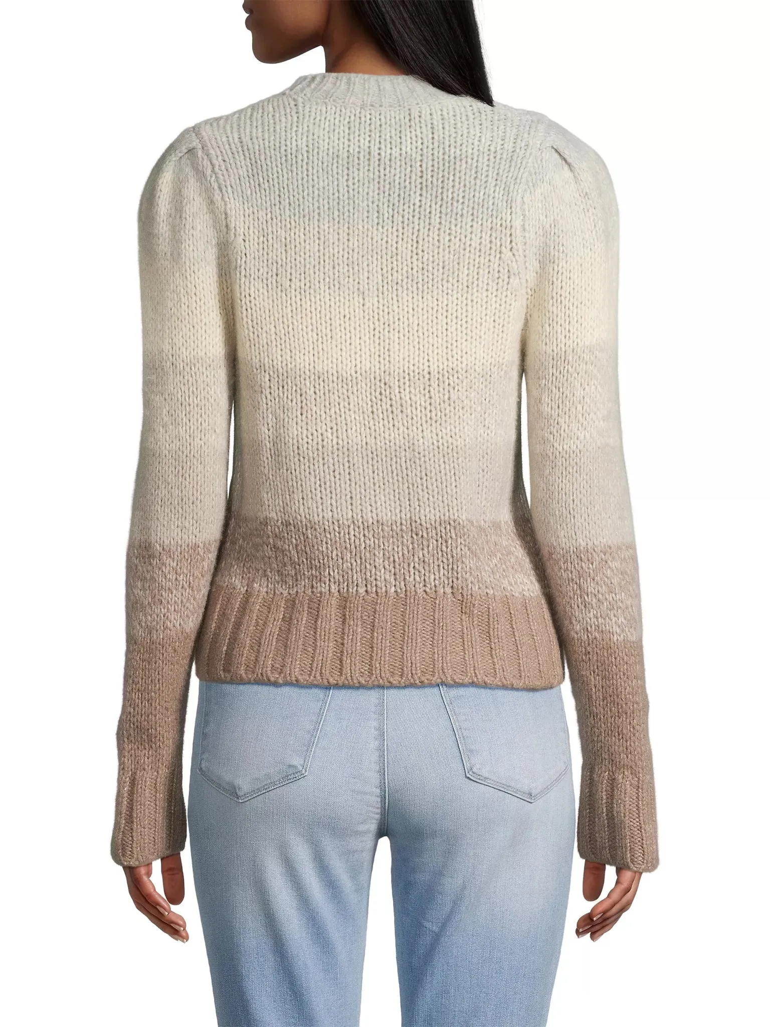 Air-Spun Cashmere Ombré-Striped Crewneck