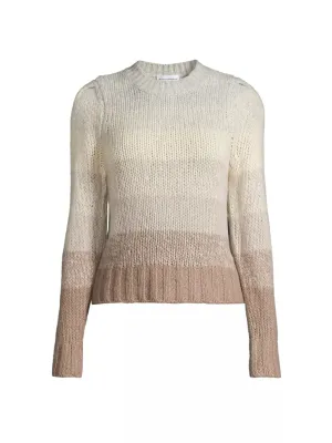 Air-Spun Cashmere Ombré-Striped Crewneck