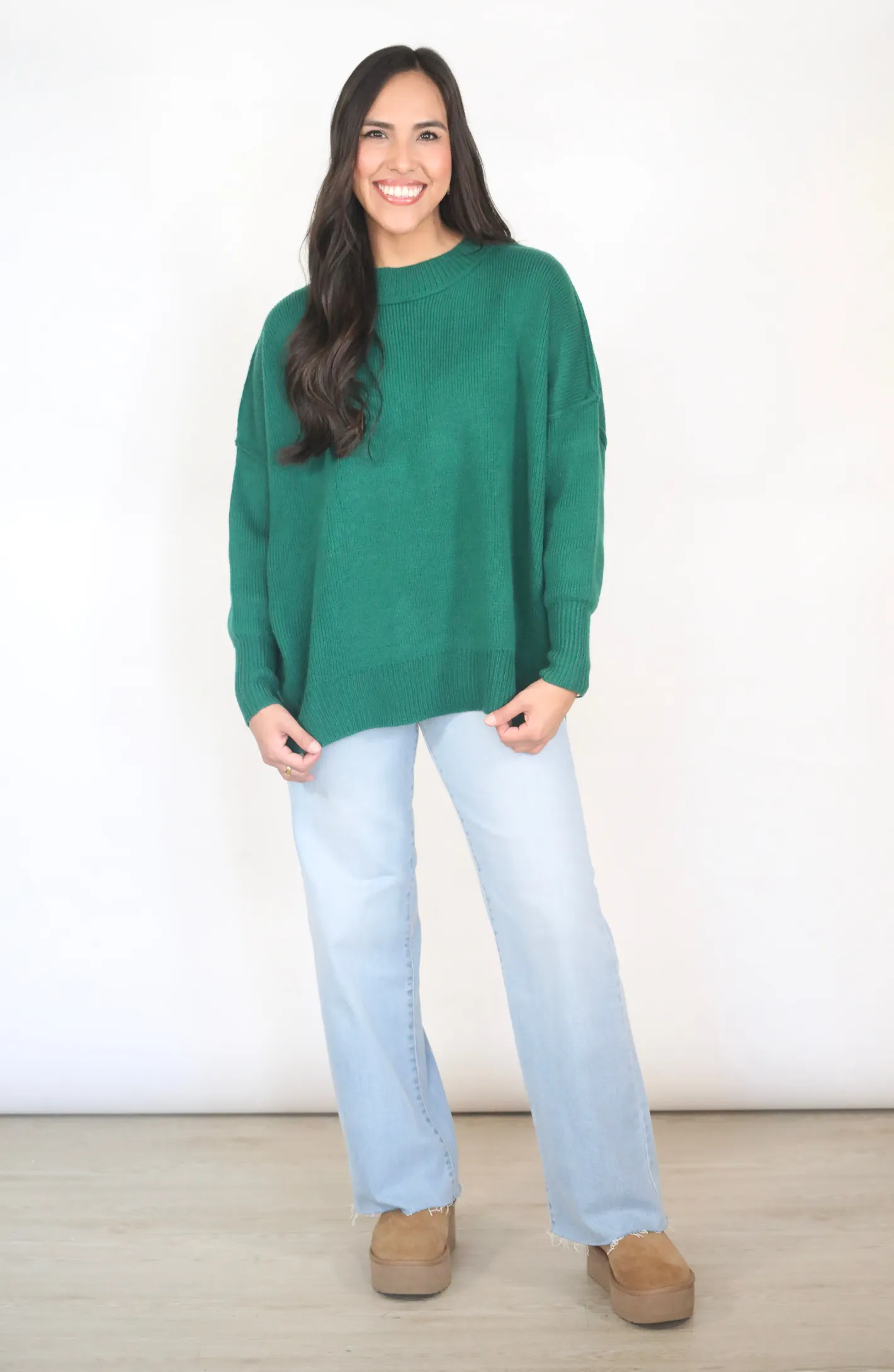 An Eye For You Green Mock Neck Sweater