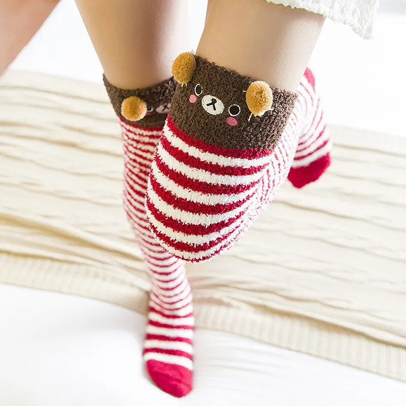 Animal Cartoon Long Thigh High Winter Cosy Warm Socks For Women