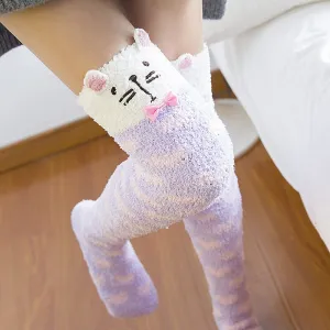 Animal Cartoon Long Thigh High Winter Cosy Warm Socks For Women