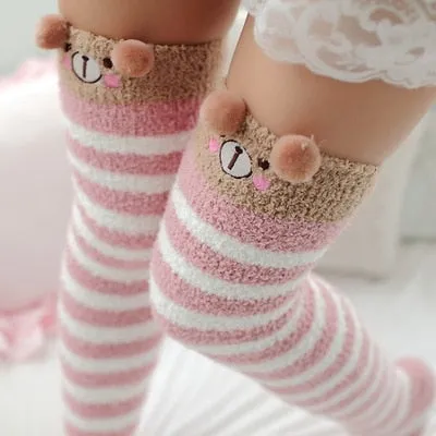 Animal Cartoon Long Thigh High Winter Cosy Warm Socks For Women