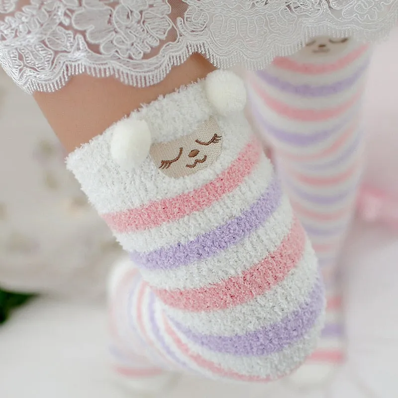 Animal Cartoon Long Thigh High Winter Cosy Warm Socks For Women