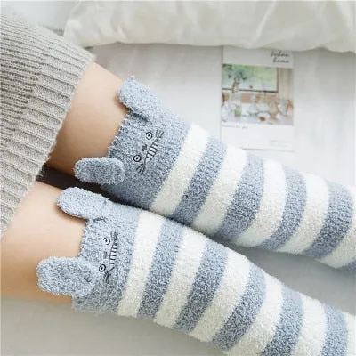 Animal Cartoon Long Thigh High Winter Cosy Warm Socks For Women