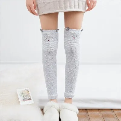 Animal Cartoon Long Thigh High Winter Cosy Warm Socks For Women