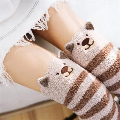 Animal Cartoon Long Thigh High Winter Cosy Warm Socks For Women