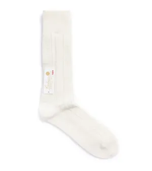 Anonymous Ism Wool Cashmere Links Crew Socks: Off White