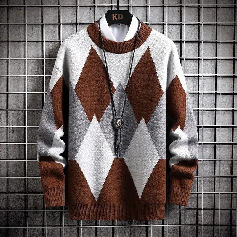 Argyle Pattern Cashmere Sweater