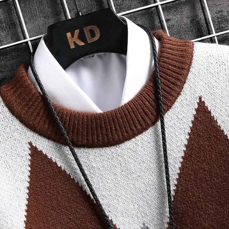 Argyle Pattern Cashmere Sweater