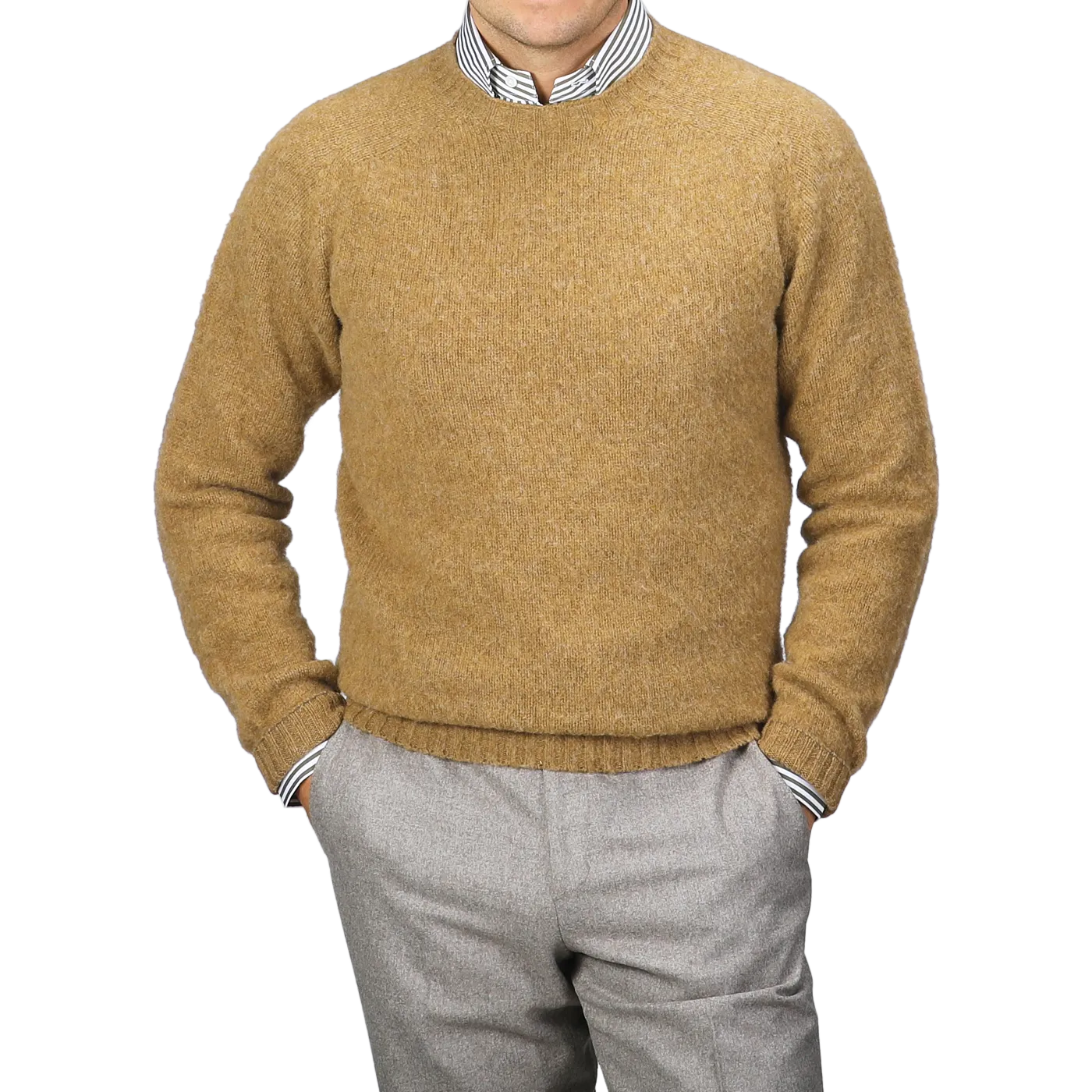 Asparagus Brushed Shaggy Wool Crewneck