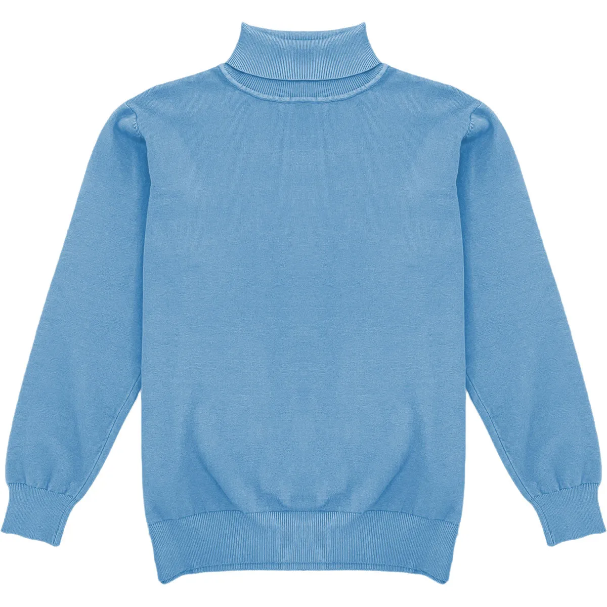 Baby Blue Mens Long Sleeve Knit Turtleneck Sweater