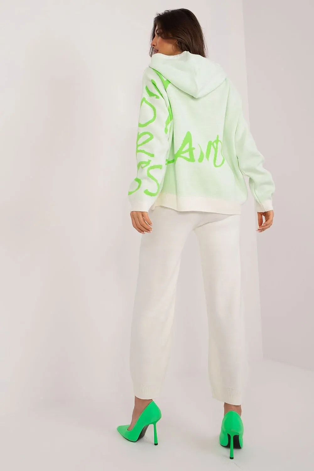 Badu Letter Graphic Hooded Sweater And Pants Two Piece Set