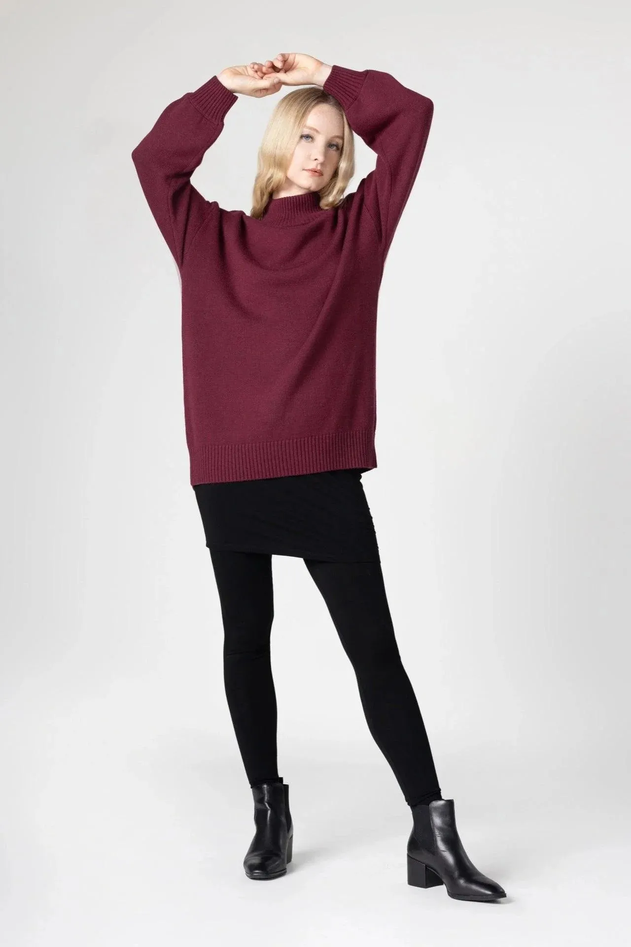 Bamboo Relaxed Fit High Neck Sweater