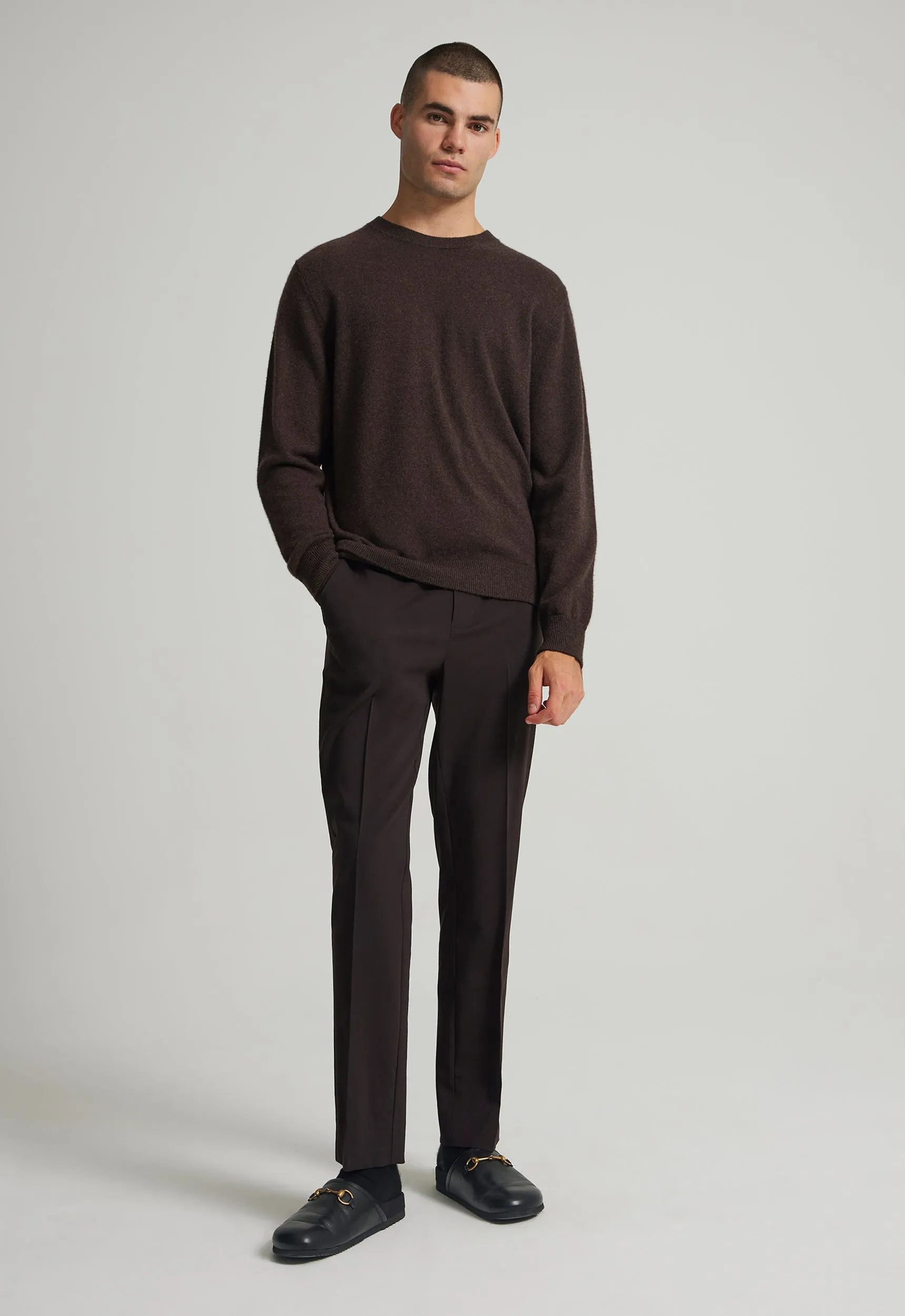 Beckham Cashmere Sweater in Choc Melange