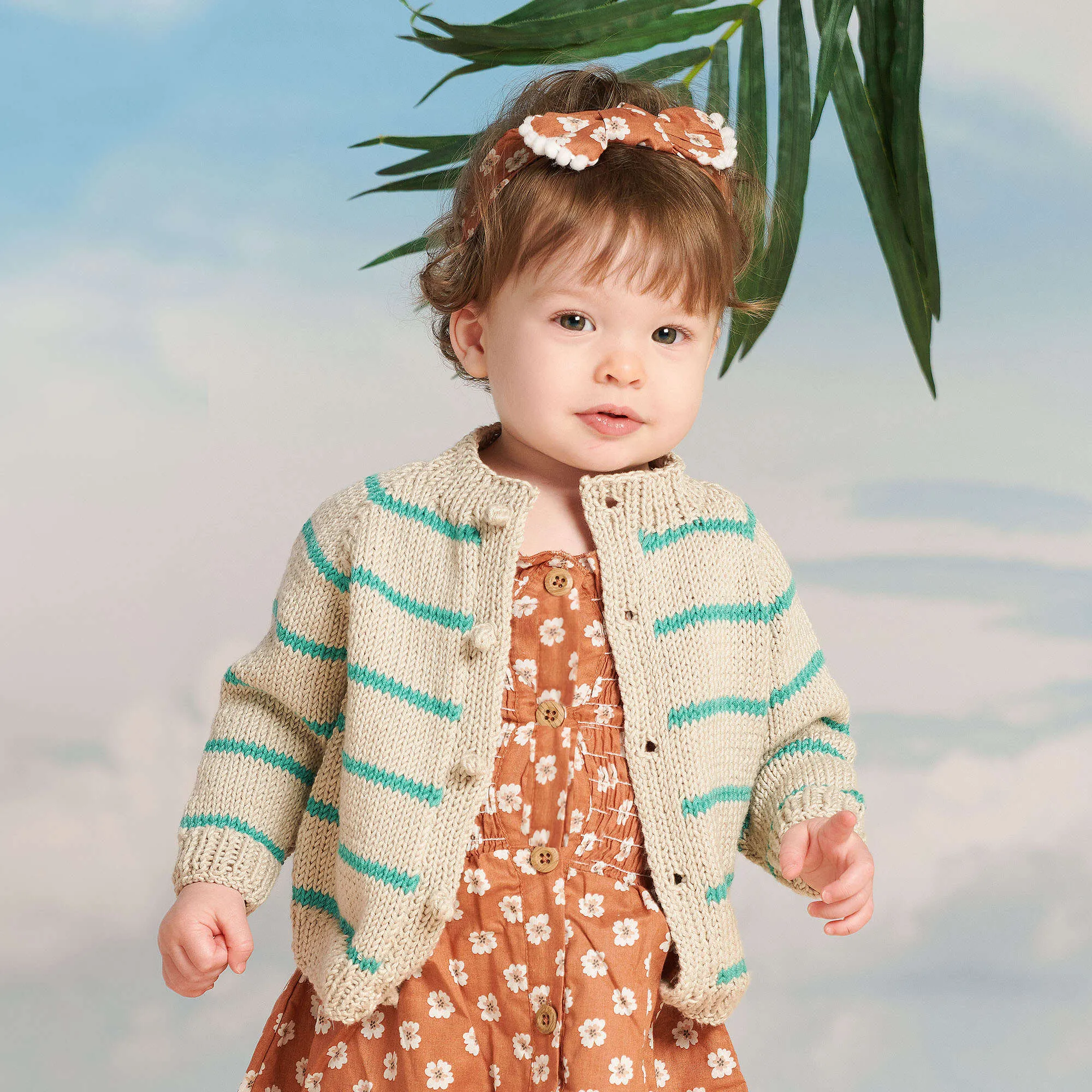 Bernat Sea Breeze Stripes Knit Baby Cardigan