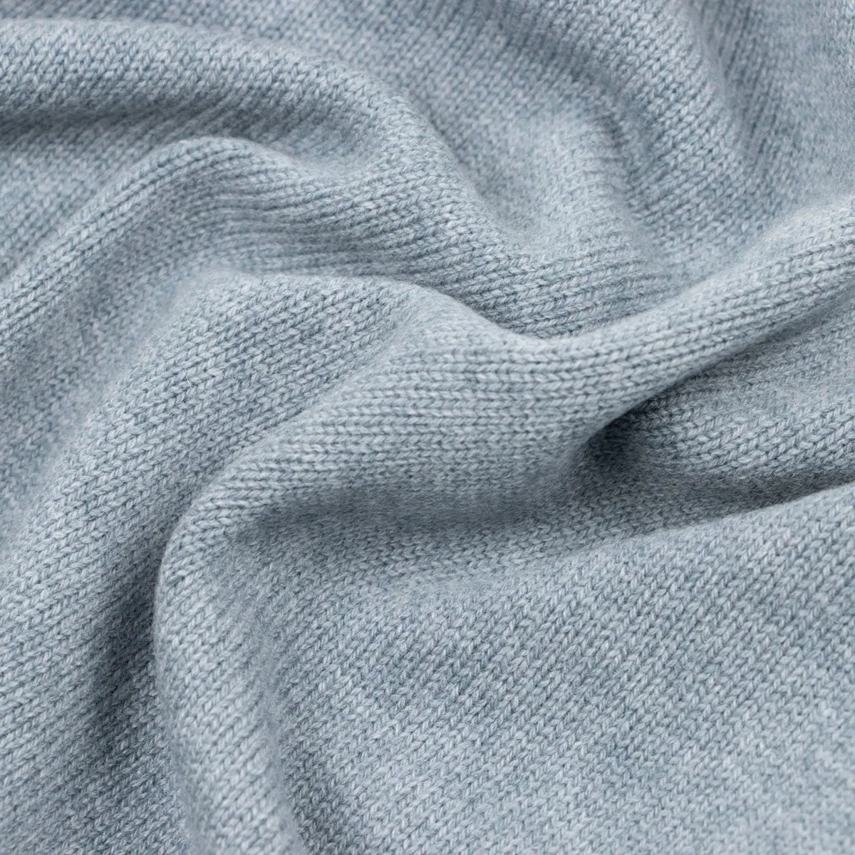 Blue Melange Virgin Wool & Cashmere Zip Neck Sweater