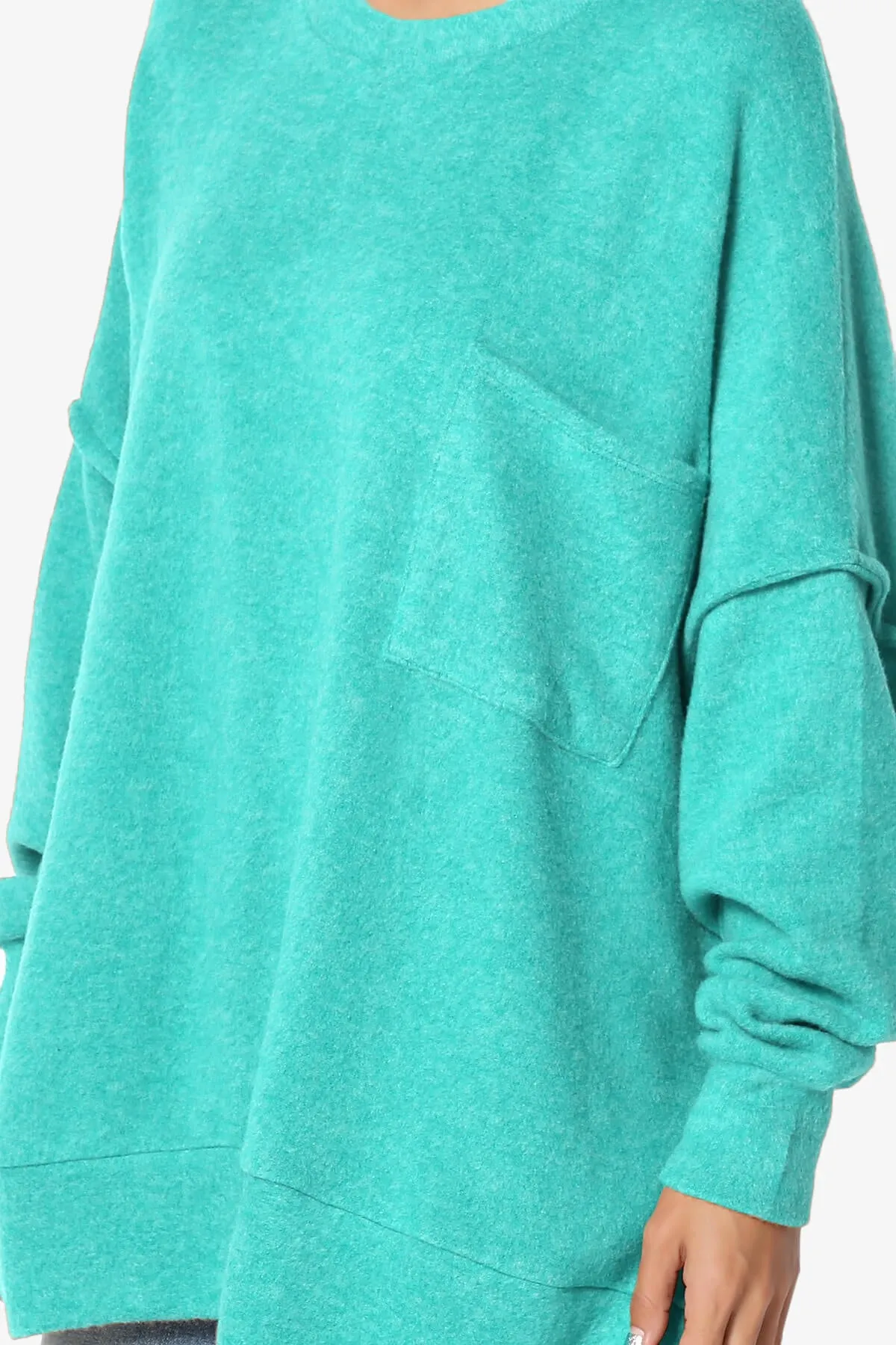 Breccan Blushed Knit Pocket Oversized Sweater