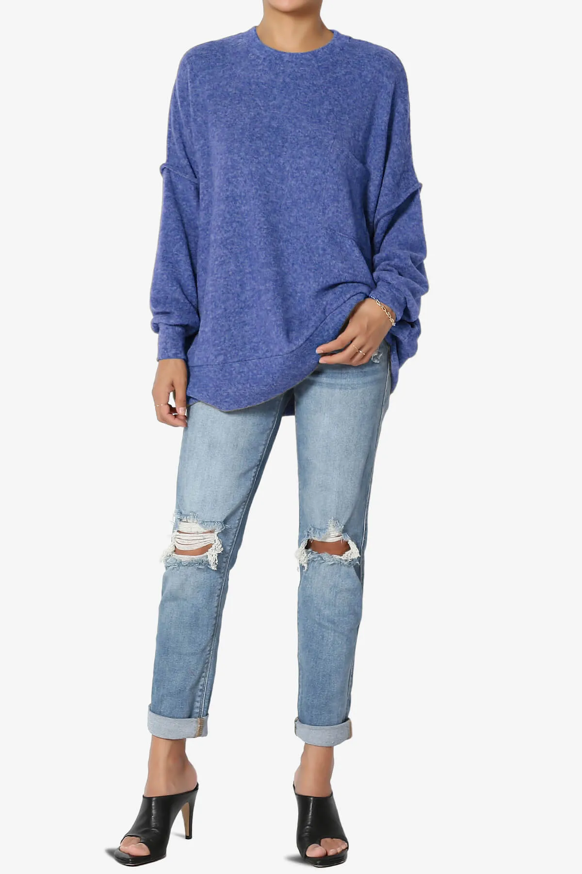 Breccan Blushed Knit Pocket Oversized Sweater