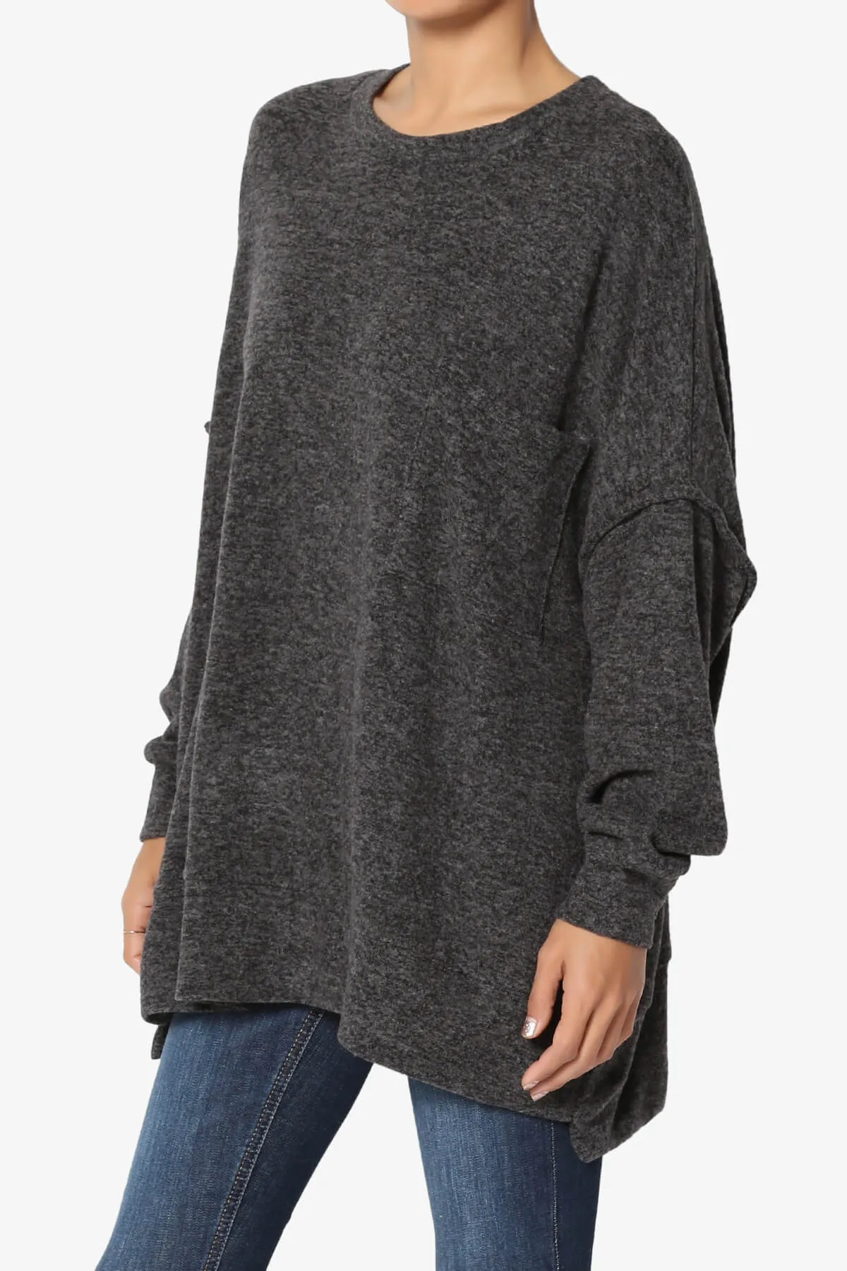 Breccan Blushed Knit Pocket Oversized Sweater