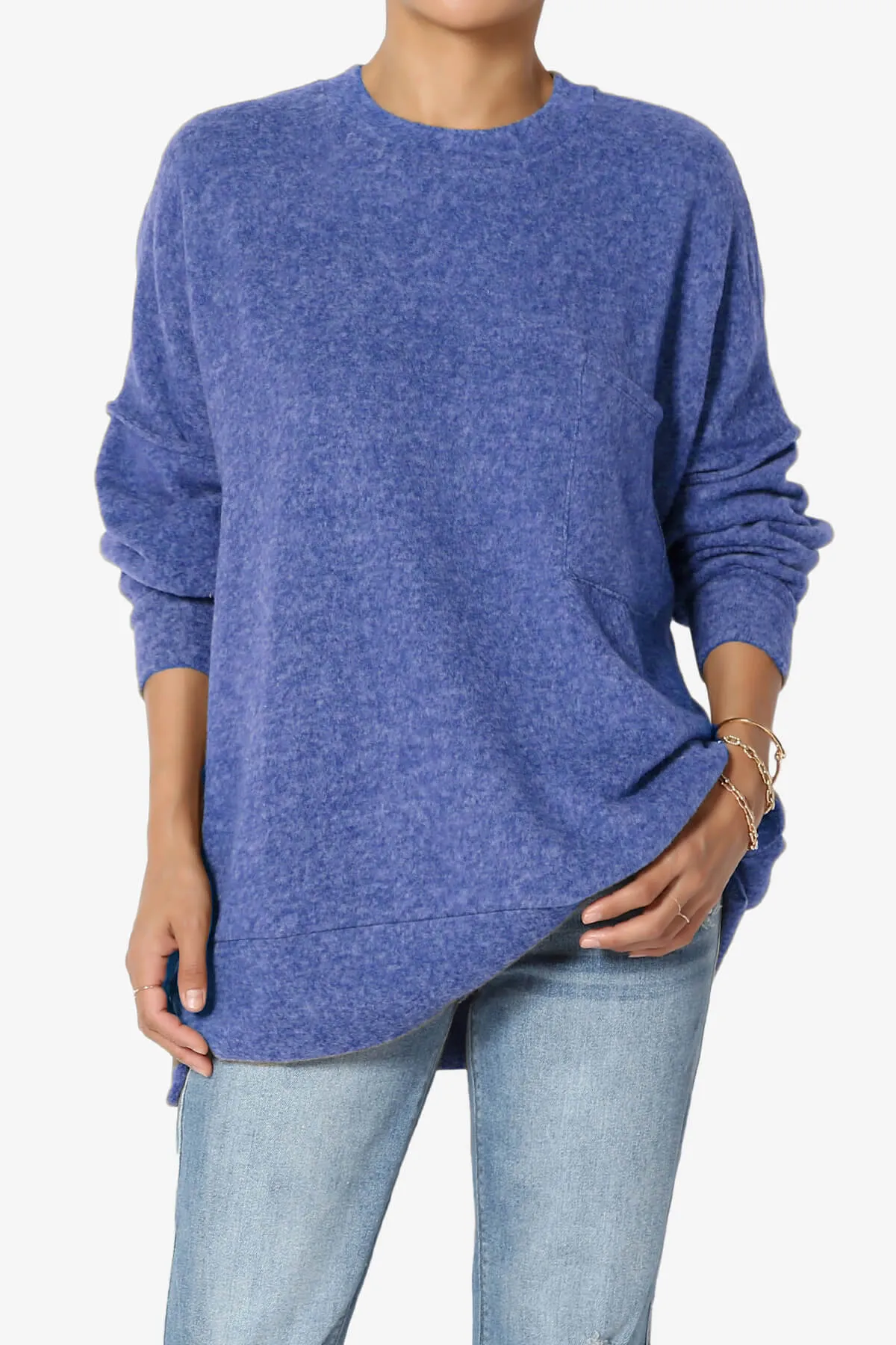 Breccan Blushed Knit Pocket Oversized Sweater