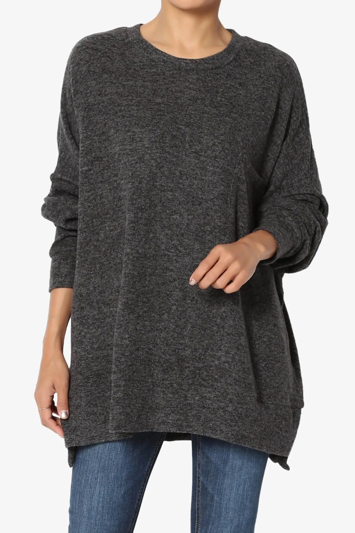 Breccan Blushed Knit Pocket Oversized Sweater