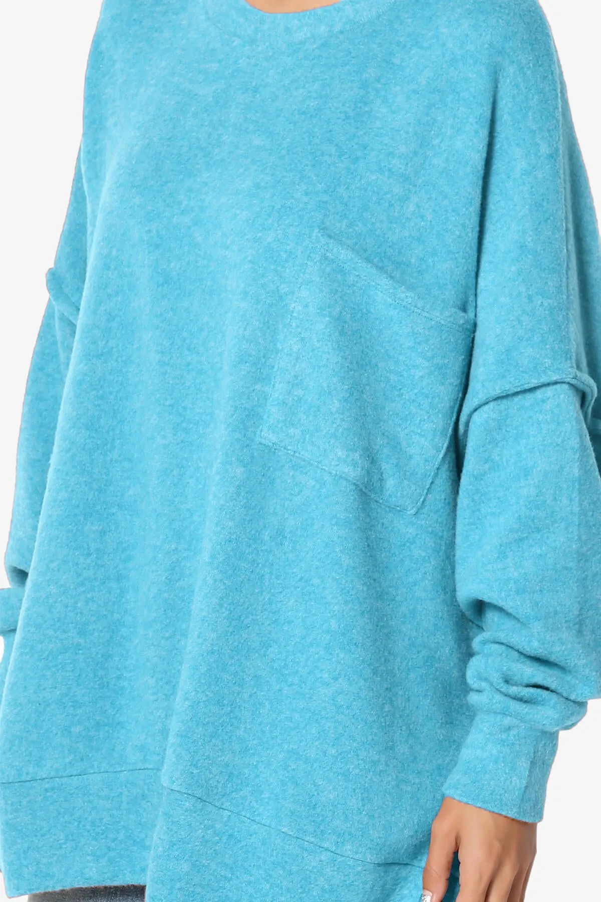 Breccan Blushed Knit Pocket Oversized Sweater