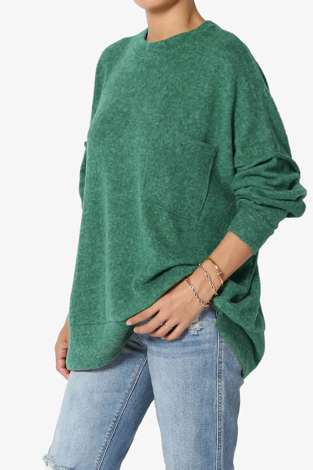 Breccan Blushed Knit Pocket Oversized Sweater