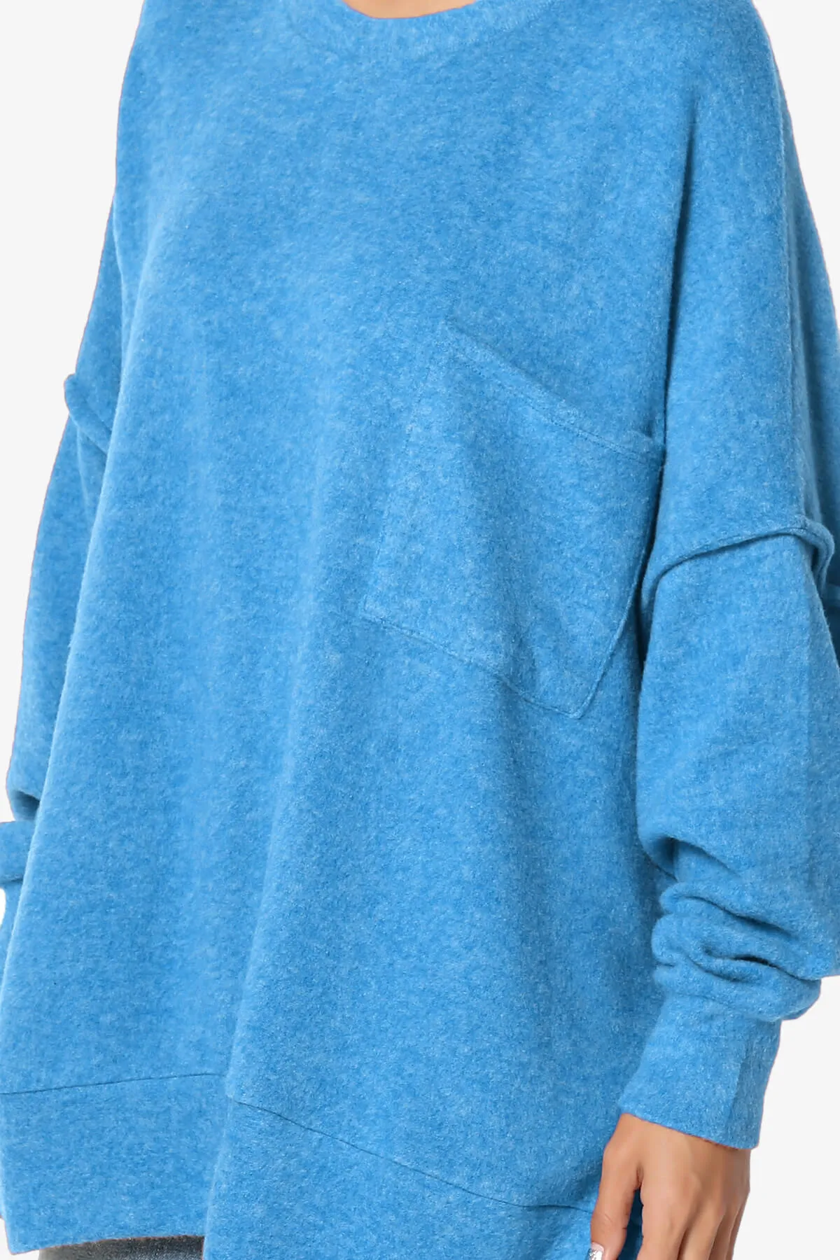 Breccan Blushed Knit Pocket Oversized Sweater