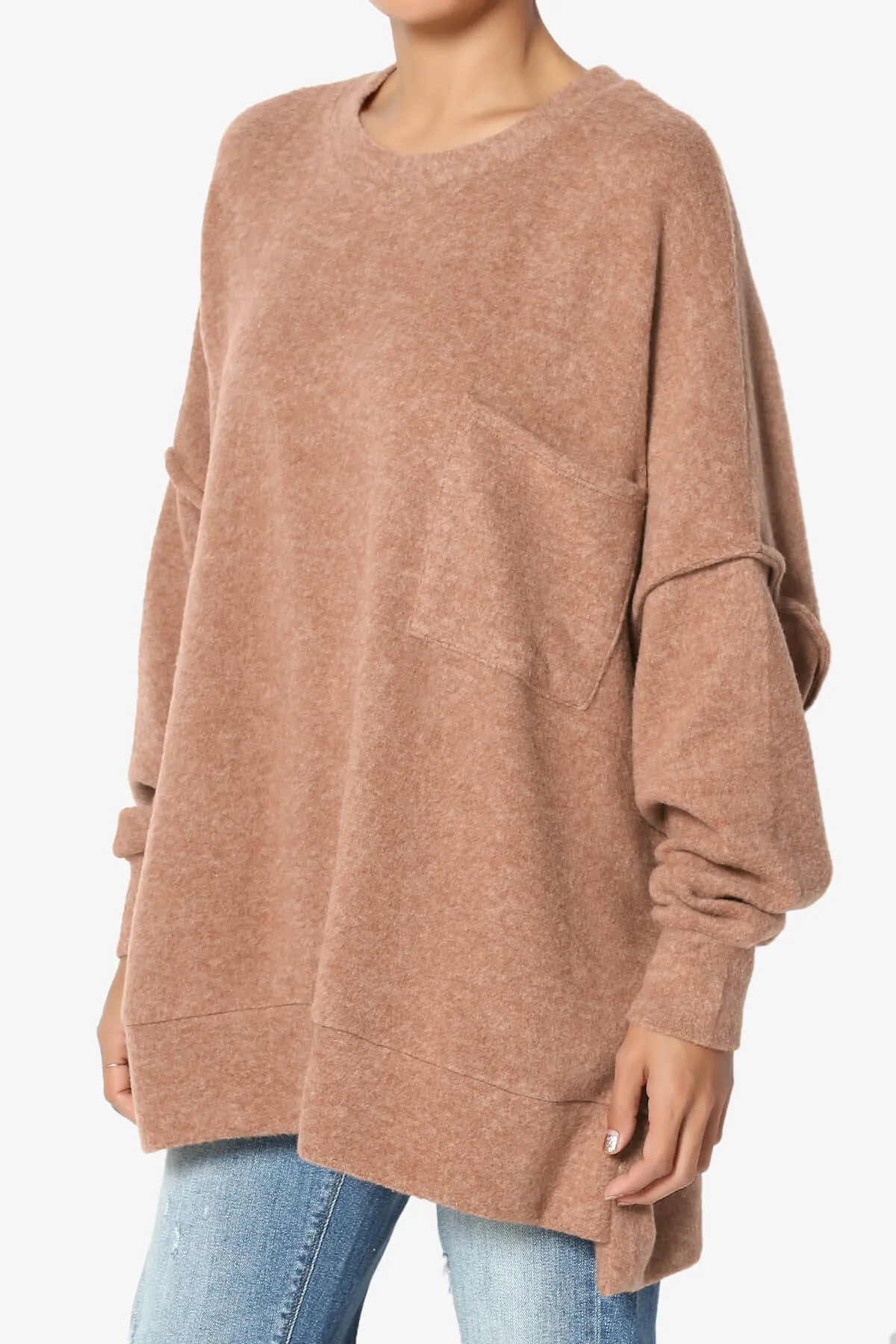 Breccan Blushed Knit Pocket Oversized Sweater