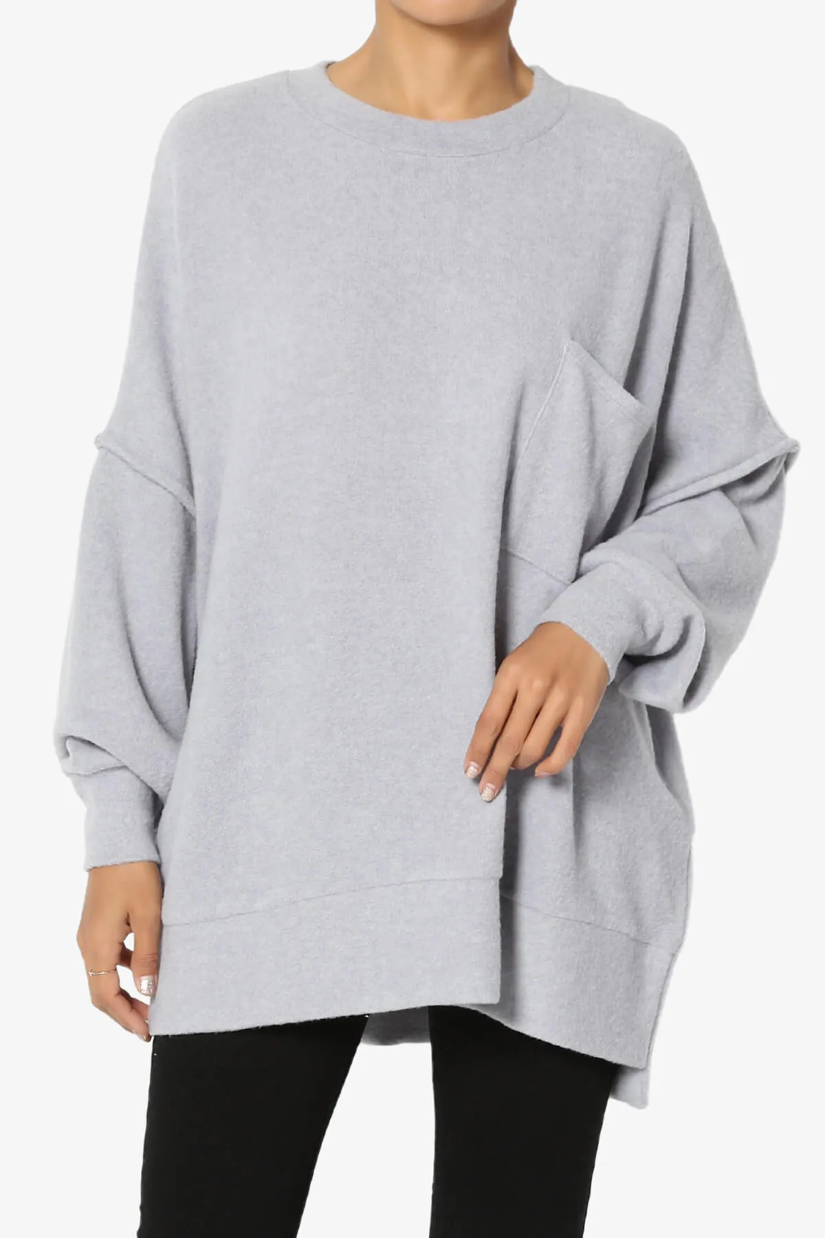 Breccan Blushed Knit Pocket Oversized Sweater