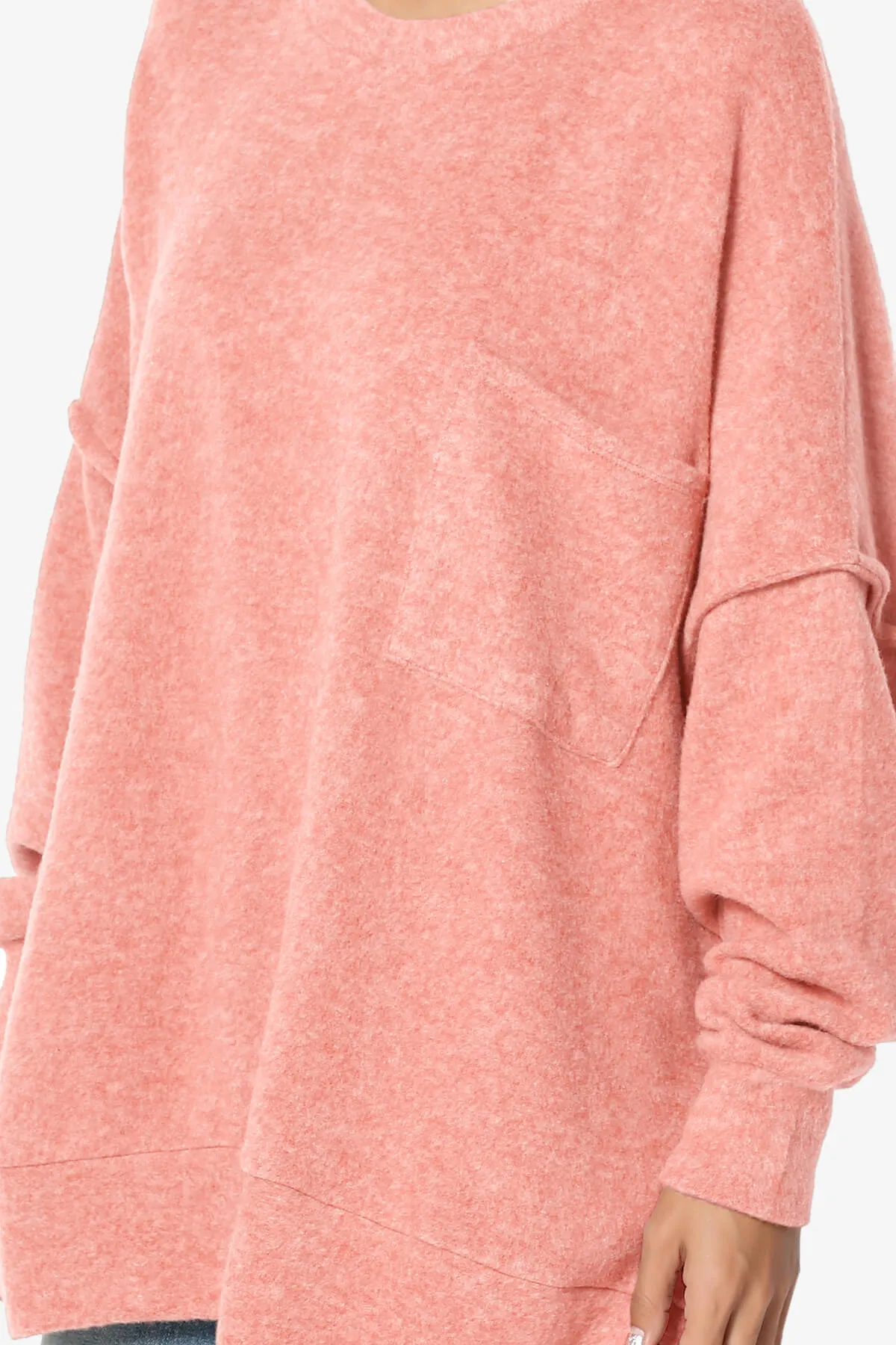 Breccan Blushed Knit Pocket Oversized Sweater