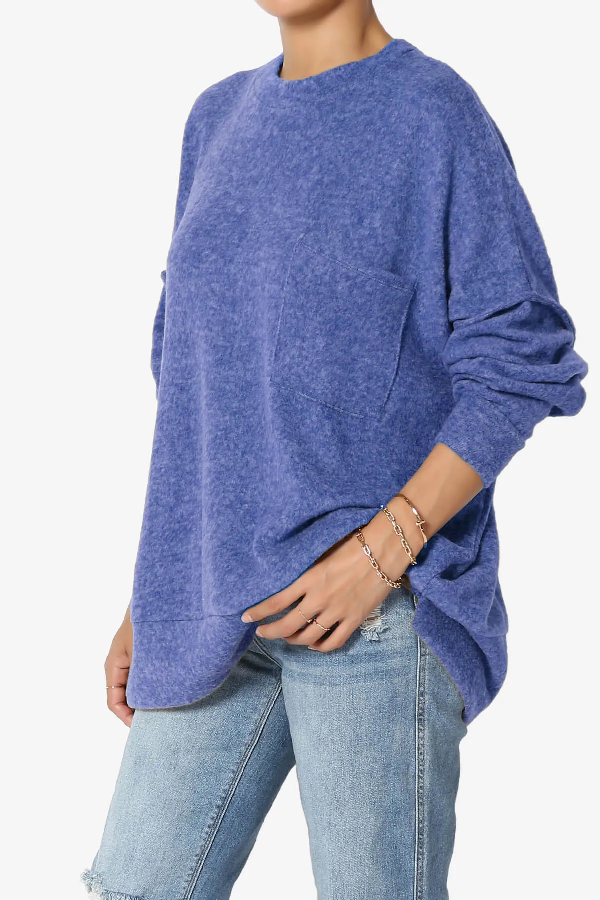 Breccan Blushed Knit Pocket Oversized Sweater