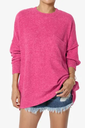 Breccan Blushed Knit Pocket Oversized Sweater