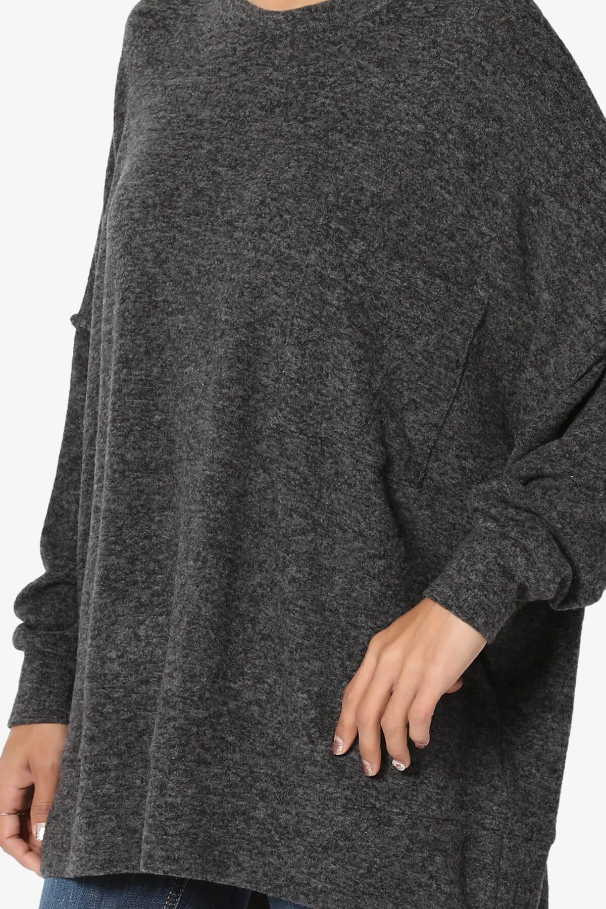 Breccan Blushed Knit Pocket Oversized Sweater