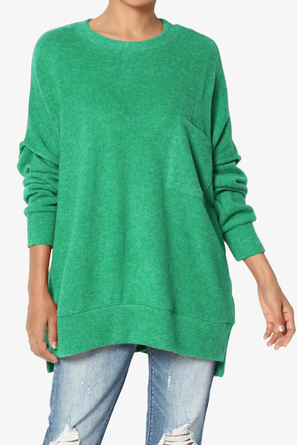 Breccan Blushed Knit Pocket Oversized Sweater