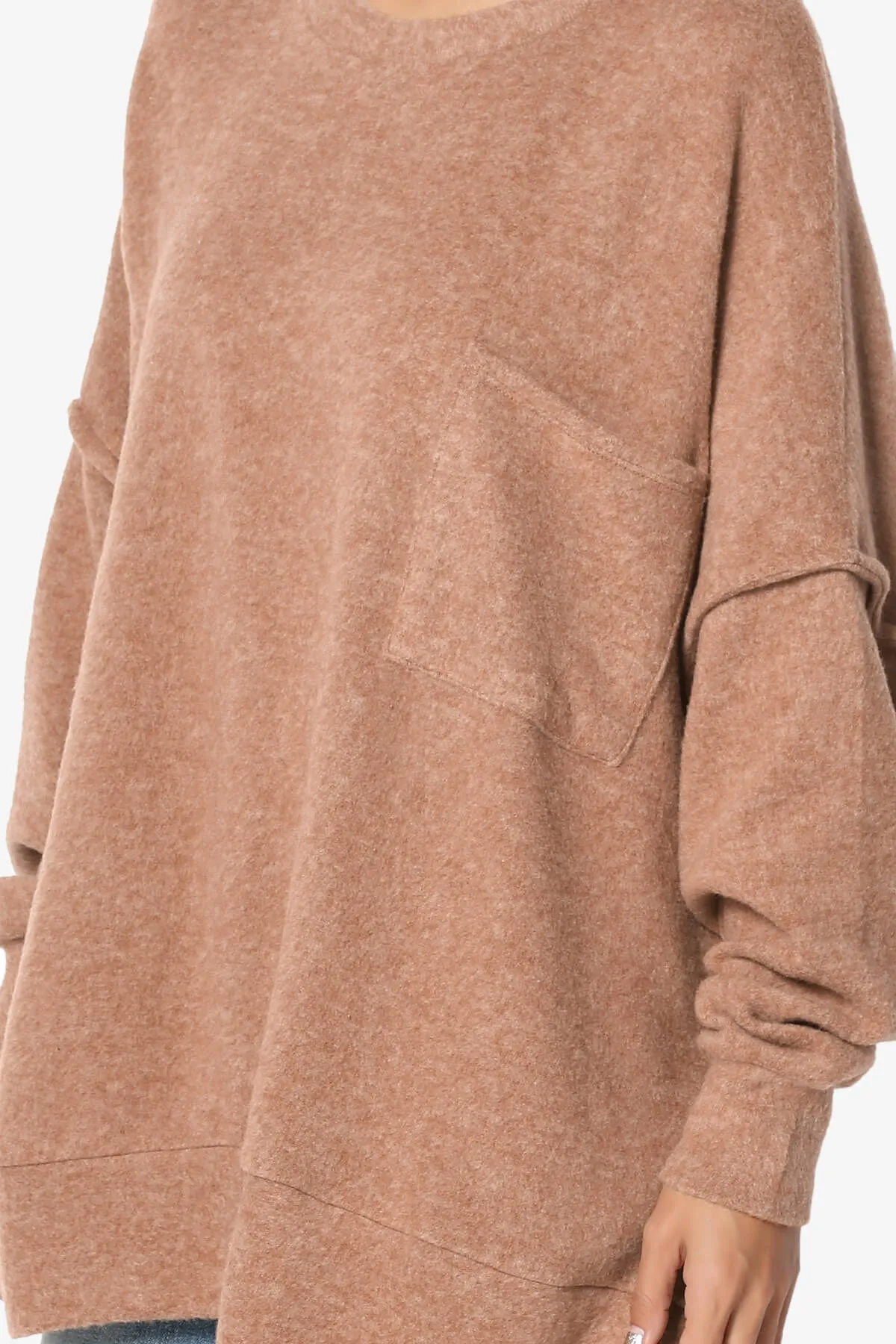 Breccan Blushed Knit Pocket Oversized Sweater