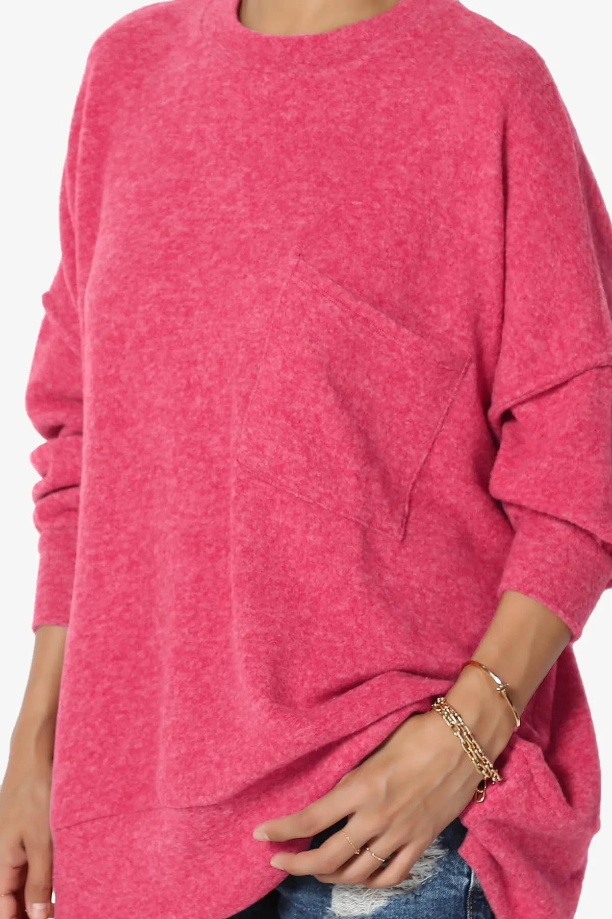 Breccan Blushed Knit Pocket Oversized Sweater